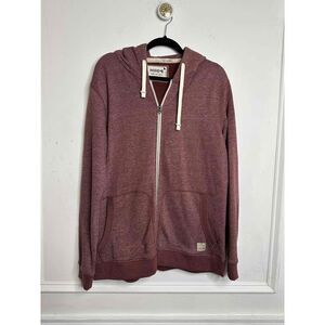 Jack & Jones Jacket Mens Size XXL Burgundy Sweatshirt Vintage Hooded Full Zip